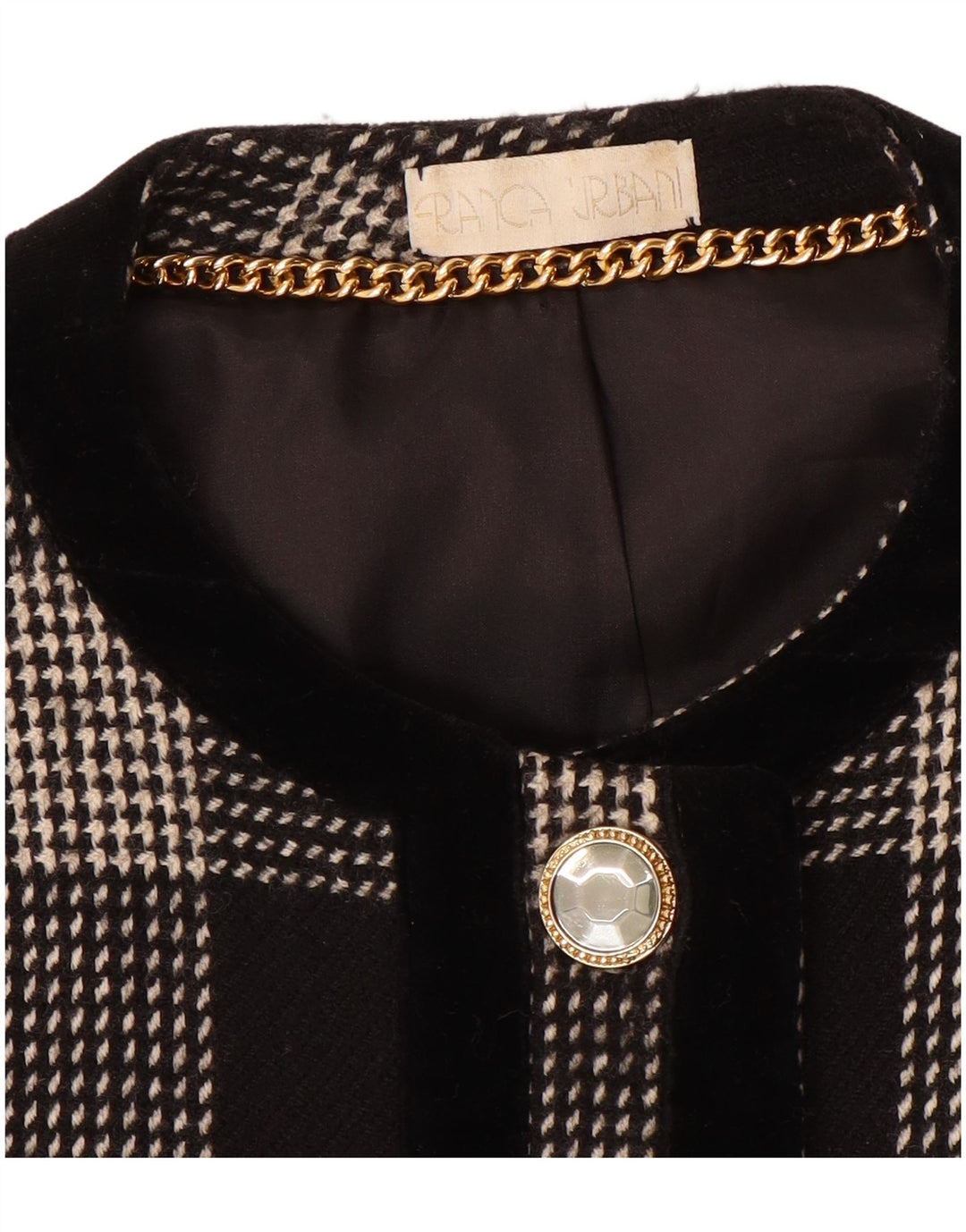 Giacca blazer vintage da donna a 5 bottoni UK 14 pied de poule nero medio