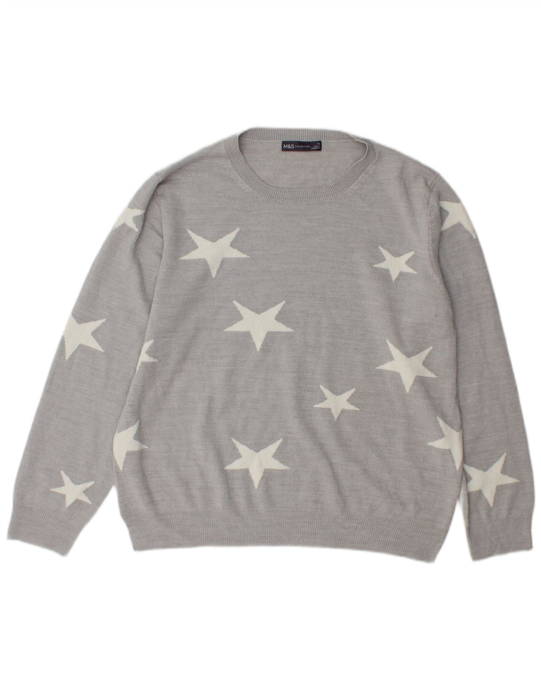 Maglione maglione girocollo da donna Marks & Spencer UK 16 grande grigio