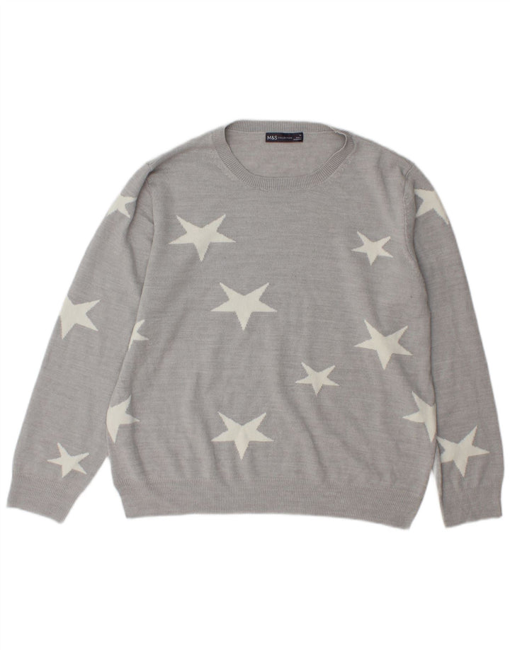 Maglione maglione girocollo da donna Marks & Spencer UK 16 grande grigio