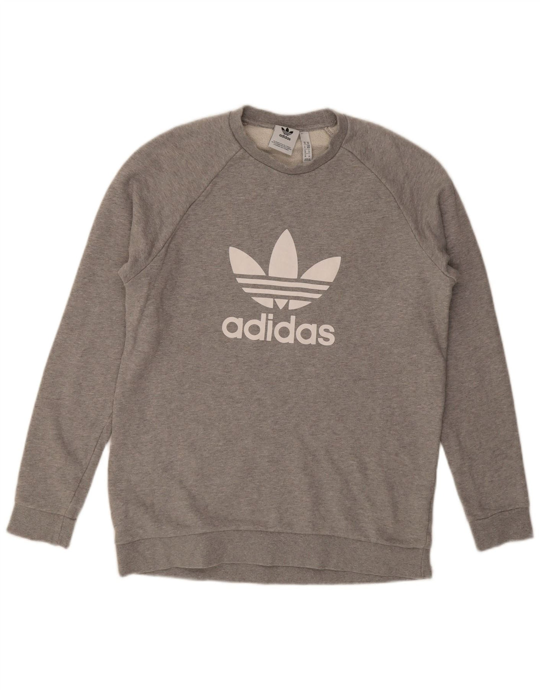 Felpa grafica da uomo Adidas Felpa in cotone grigio medio