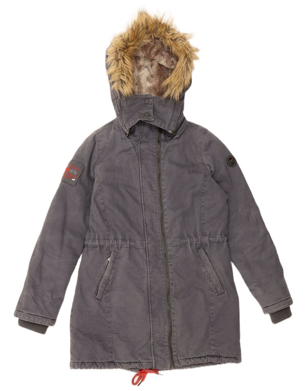 Parka oversize con cappuccio da donna Mistral UK 10 piccolo cotone grigio