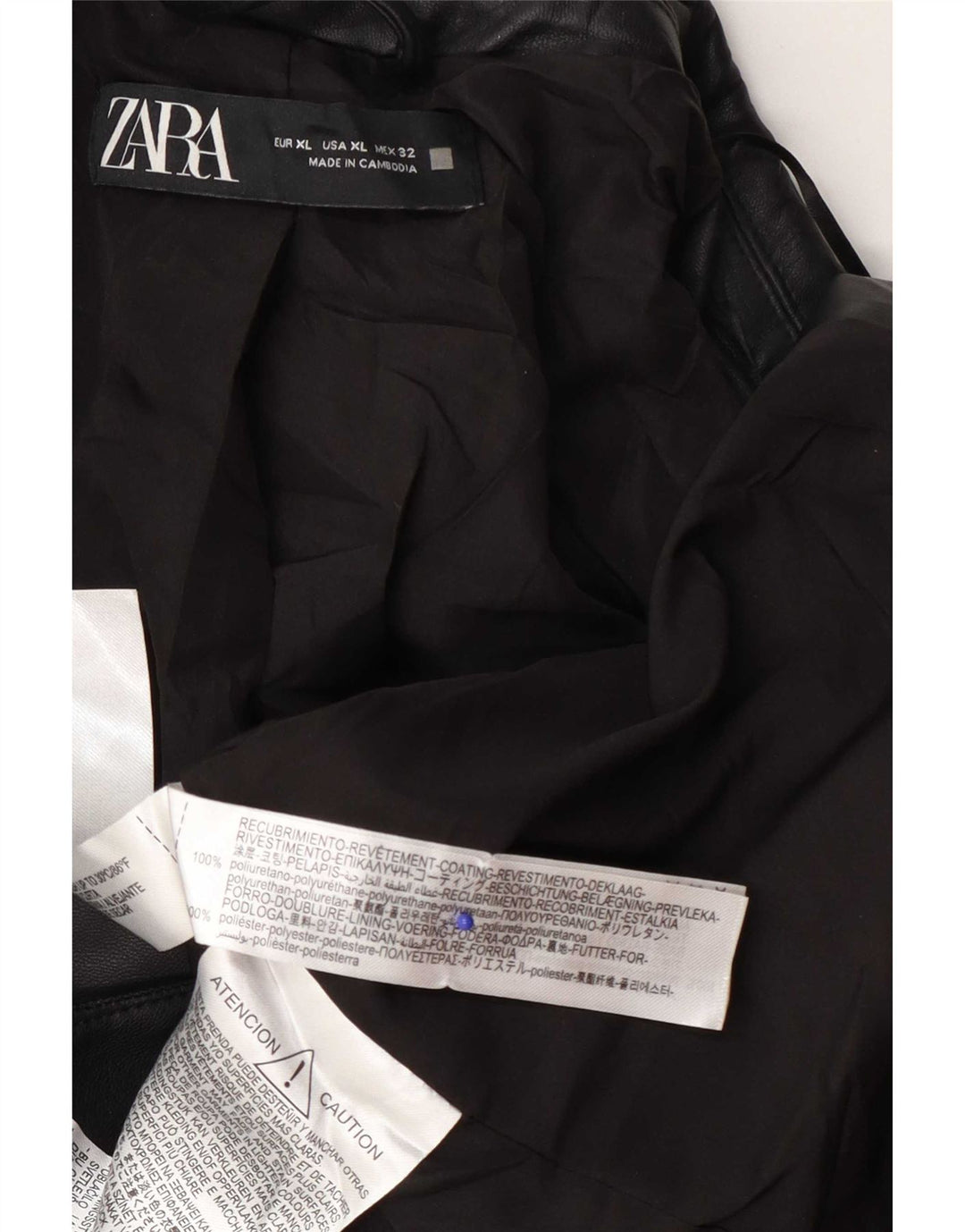 Giacca blazer da donna in ecopelle a 1 bottone Zara UK 18 XL polietilene nero