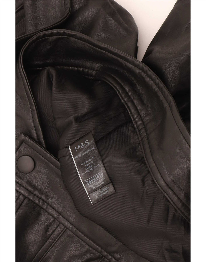 Giubbotto bomber da donna in ecopelle Marks & Spencer UK 12 medio nero