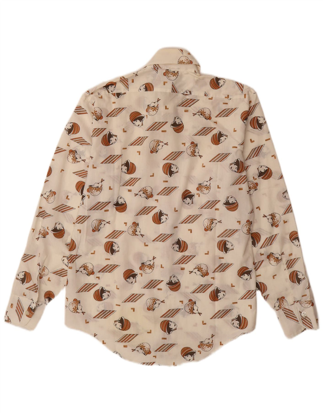 Camicia da uomo con motivo astratto VINTAGE taglia 14 14 1/2 piccola bianco sporco