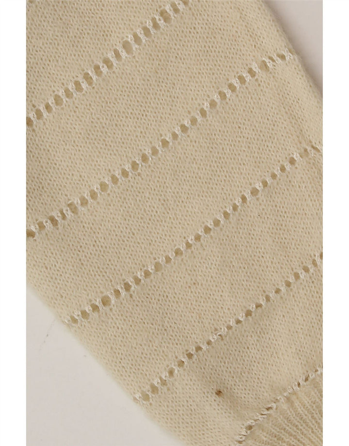 Maglione cardigan da donna vintage UK 14 medio bianco sporco