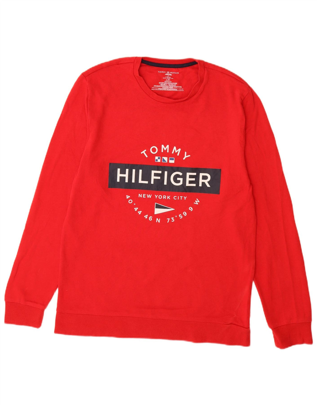TOMMY HILFIGER Felpa grafica da uomo Maglione grande cotone rosso