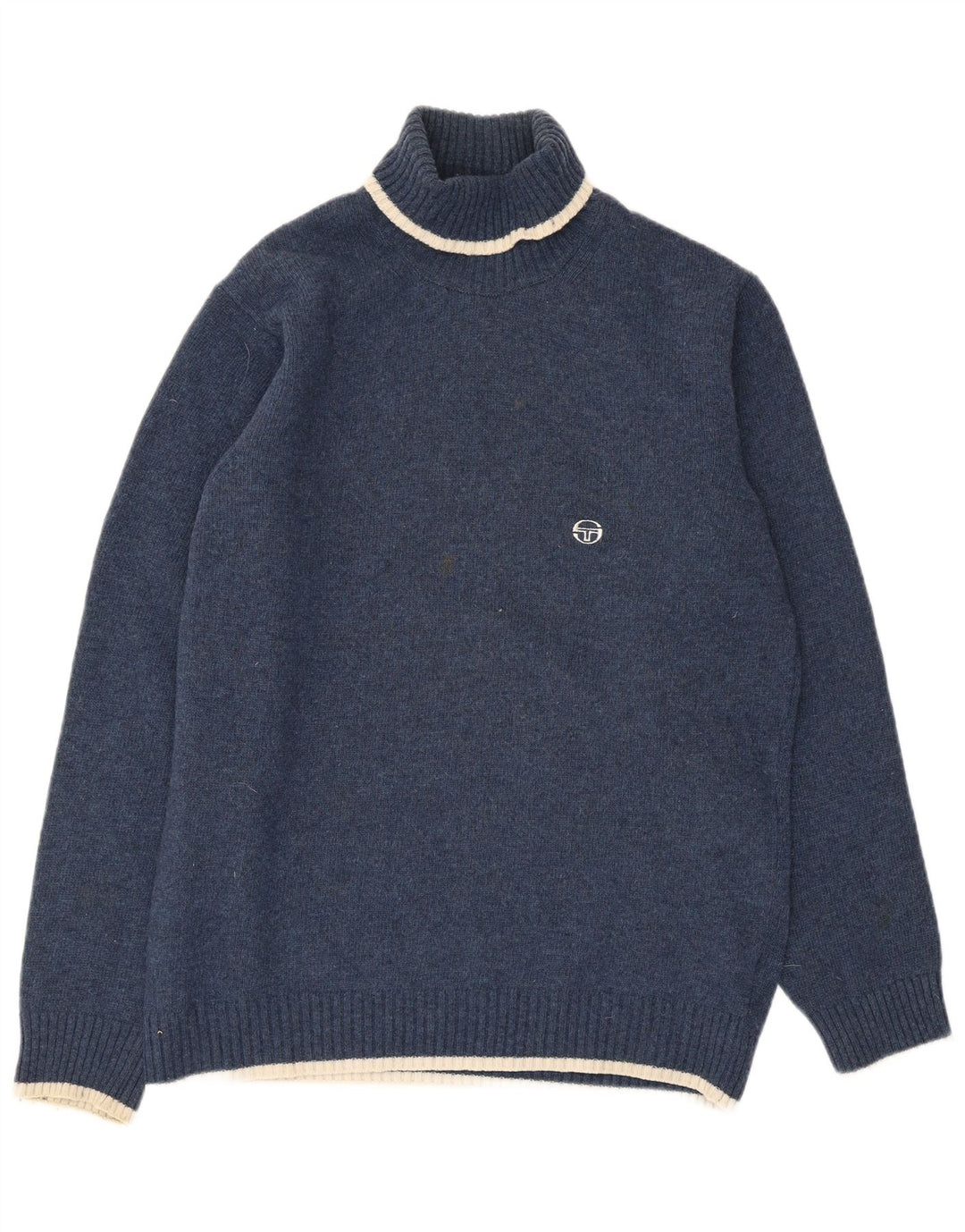 Sergio Tacchini Maglione da uomo con collo alto e maglione grande in lana blu navy