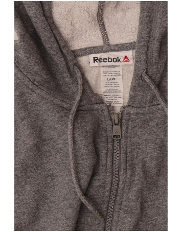 Maglione con cappuccio e zip da uomo Reebok grande in cotone grigio