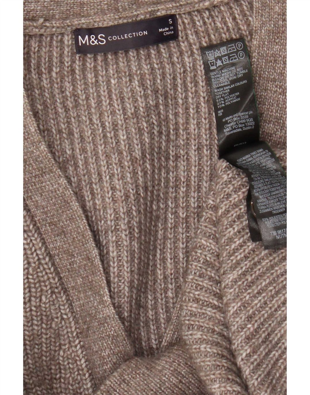 Maglione cardigan oversize da donna Marks & Spencer UK 10 piccolo marrone