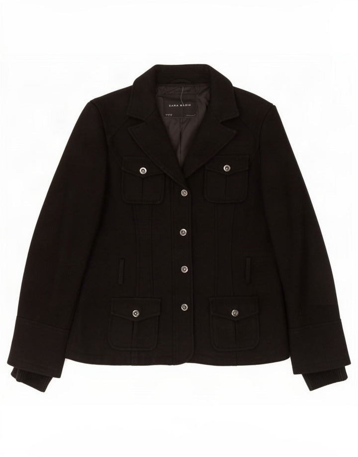 Giacca a vento da donna Zara UK 16 grande in lana nera