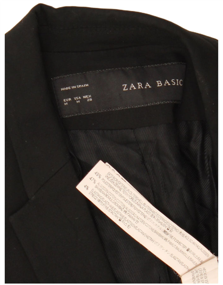 Giacca Blazer a 1 Bottone da Donna ZARA UK 12 Medio Nero Poliestere