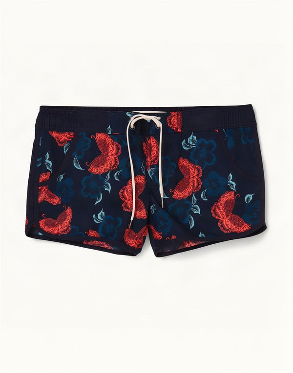 Fat Face Womens Swimming Shorts UK 12 Medium Navy Blue Floral Polyester