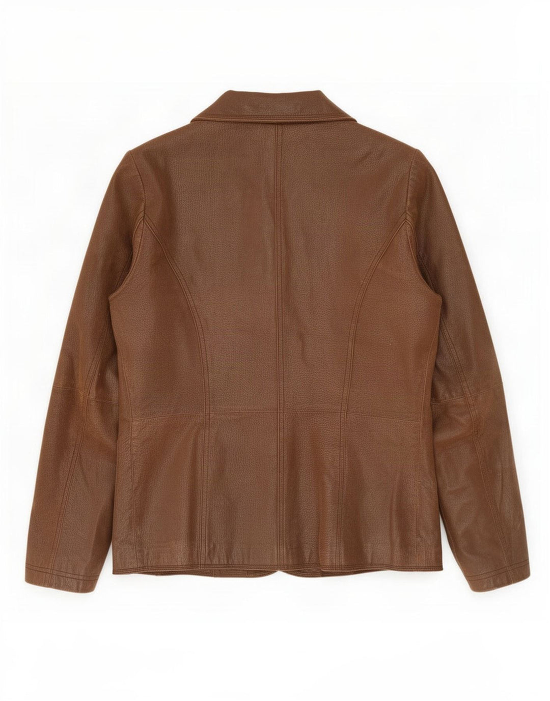 Giacca blazer in pelle da donna a 2 bottoni Paco UK 10 piccola marrone
