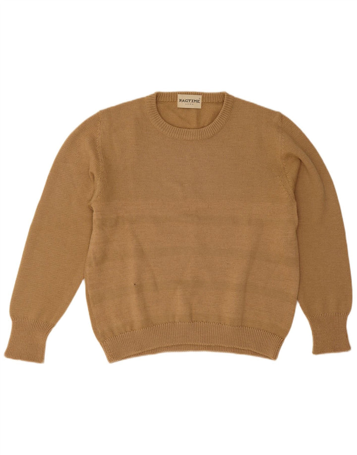 Maglione vintage da uomo girocollo a righe grandi marroni