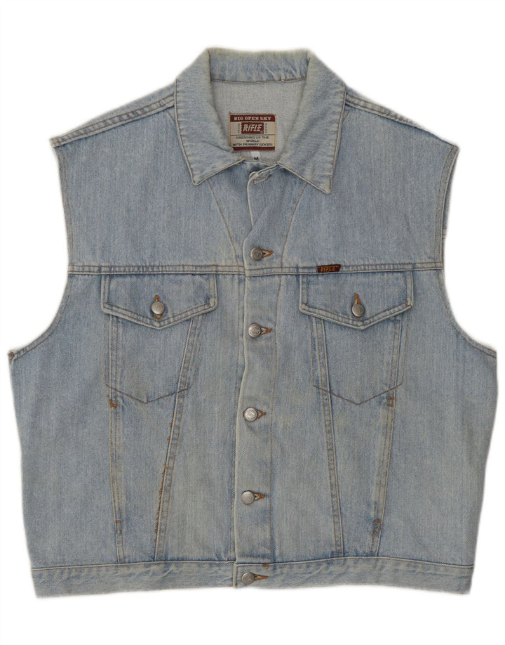 Gilet in denim da uomo Rifle UK 38 cotone blu medio