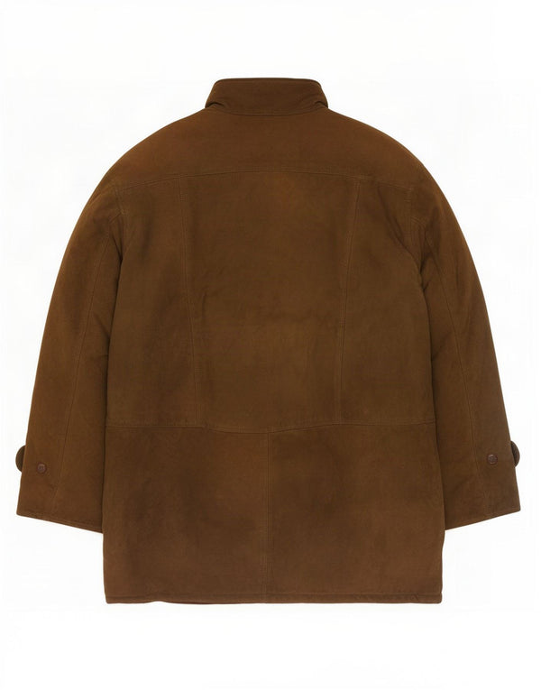 Soprabito in pelle scamosciata da uomo Aquascutum UK 40 grande in pelle kaki