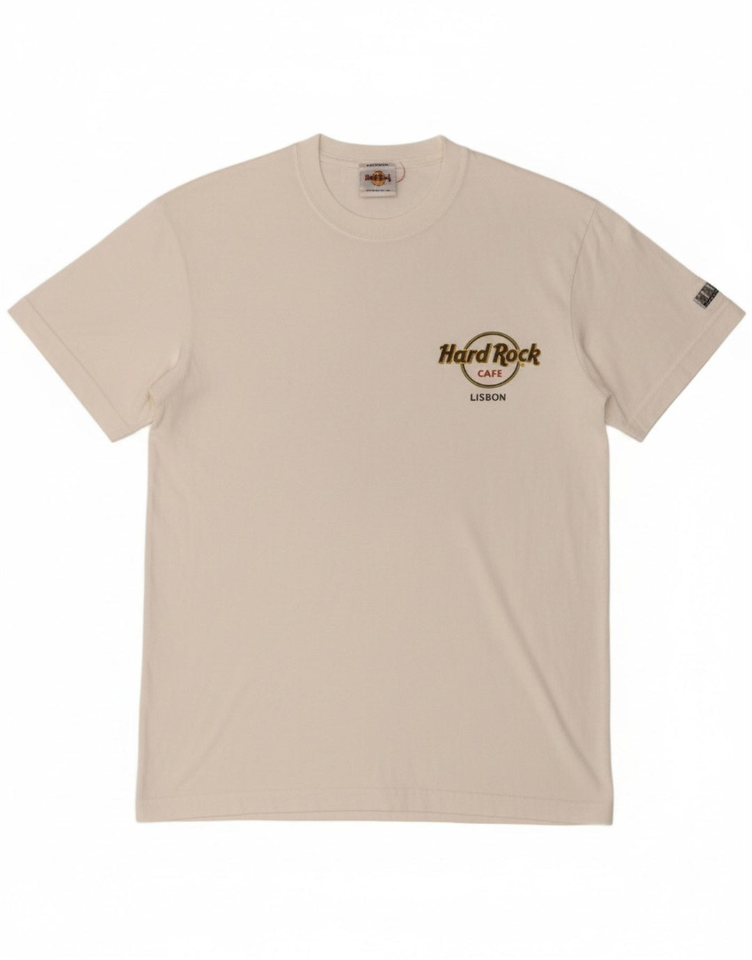 HARD ROCK CAFE Mens Lisbon Graphic T-Shirt Top Medium White Cotton