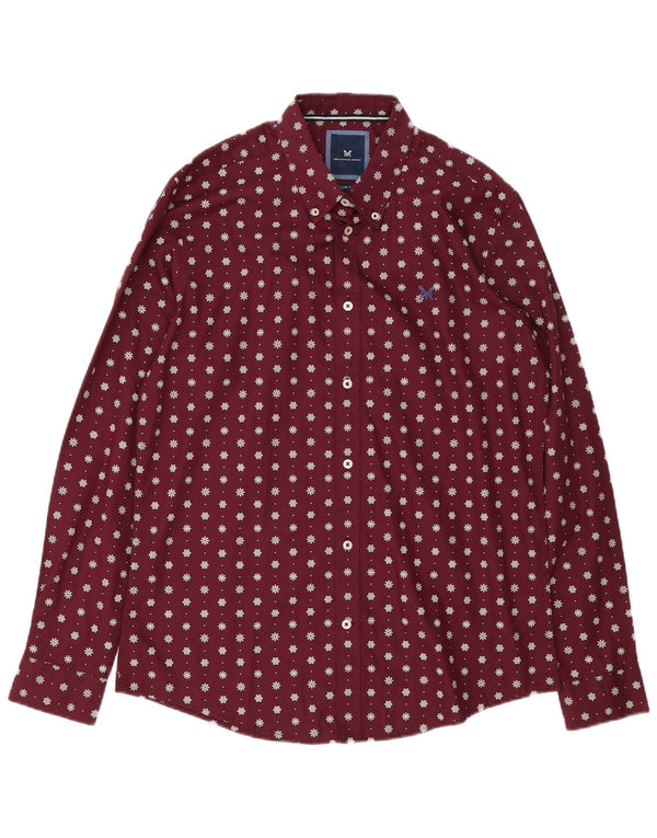 Crew Clothing Camicia slim fit da uomo in cotone floreale bordeaux medio