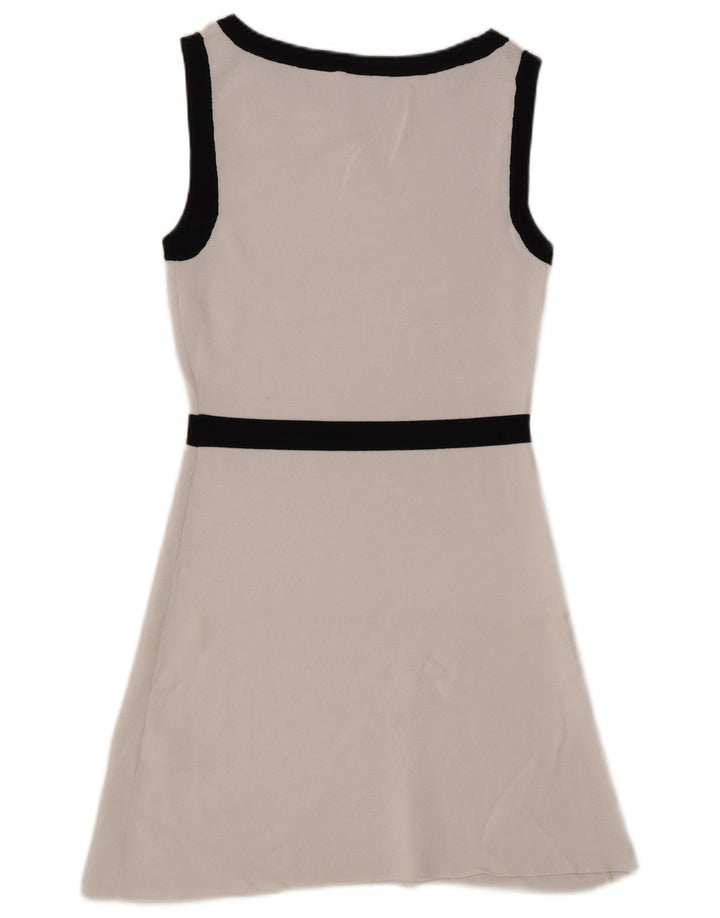 Abito a trapezio senza maniche da donna Zara UK 14 Viscosa bianca media