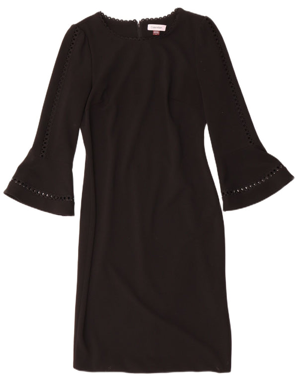 CALVIN KLEIN Abito tubino con maniche a 3/4 da donna US 8 Medio Nero Poliestere
