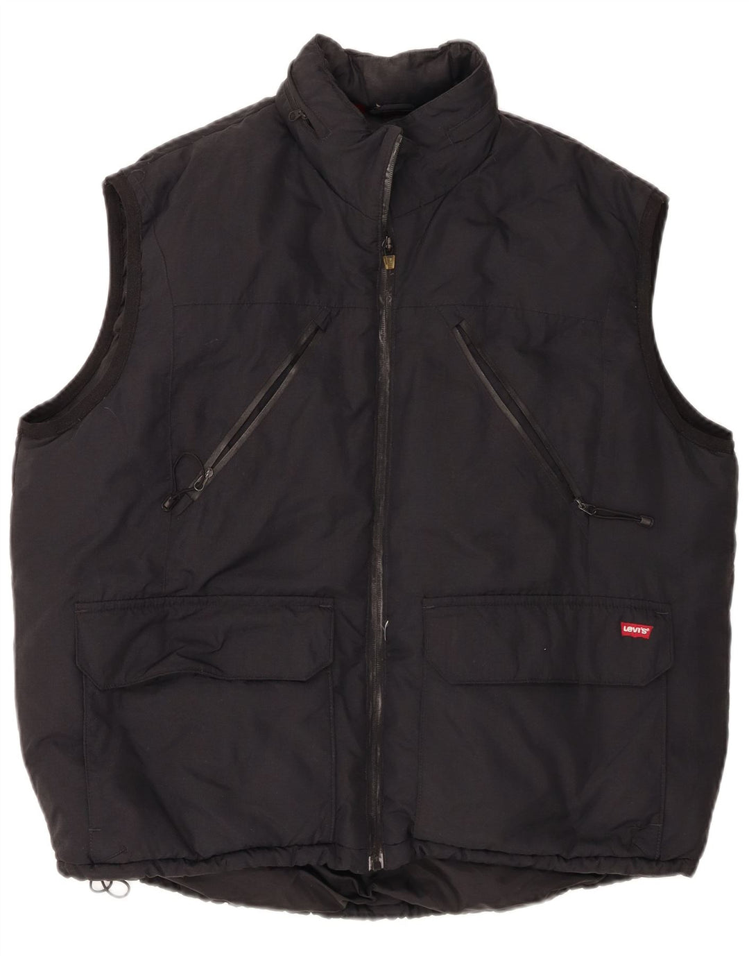 Gilet imbottito con cappuccio da uomo Levi's UK 40 Large Nero in poliammide