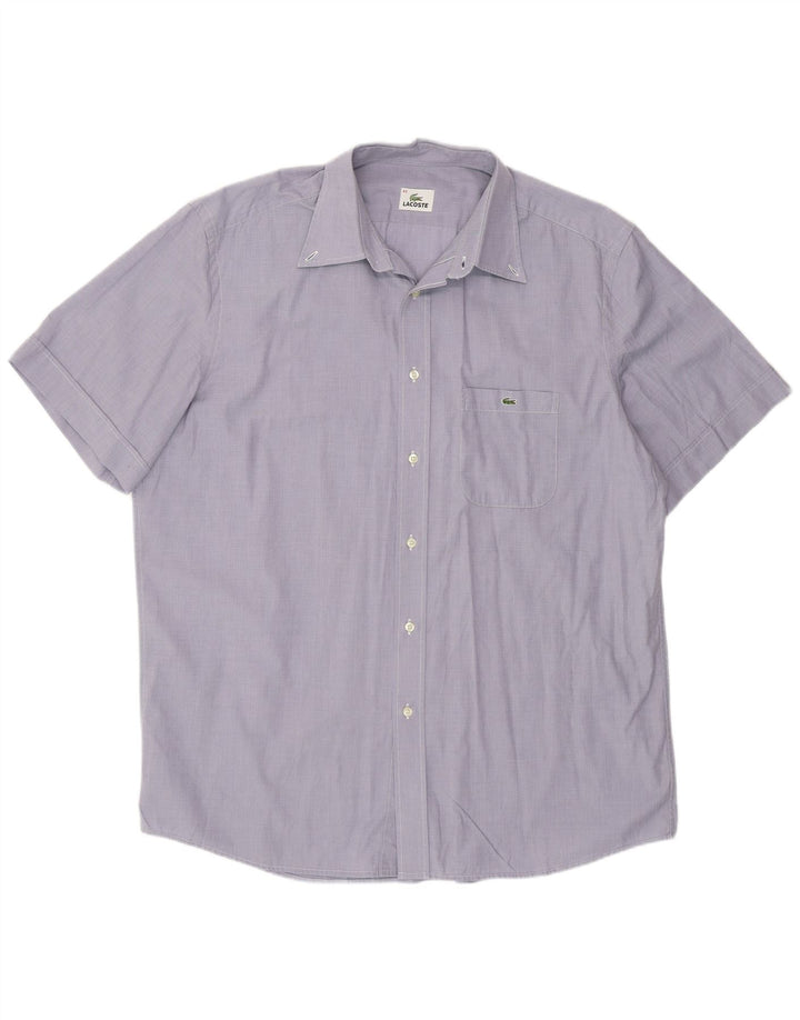 Camicia a maniche corte da uomo Lacoste taglia 43 grande in cotone blu