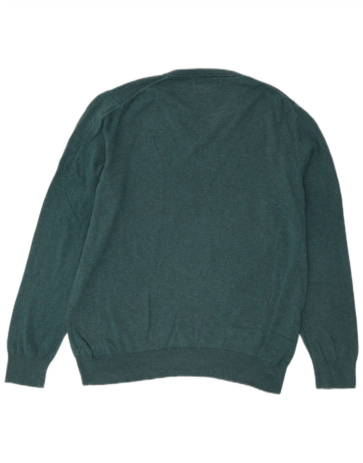 Maglione maglione con scollo a V da uomo Marks & Spencer grande cotone blu