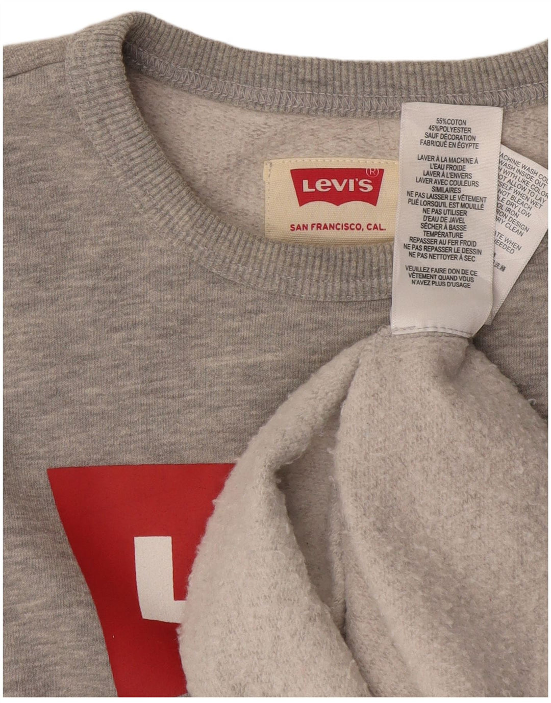 Felpa grafica per ragazzi LEVI'S 12-13 anni in cotone grigio