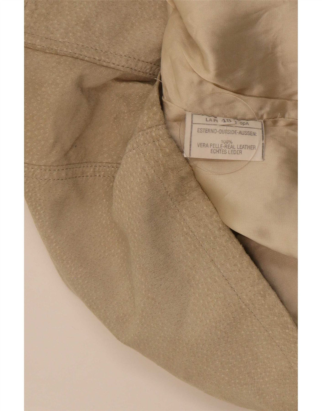 Gilet multiuso vintage da uomo in pelle scamosciata IT 48 in pelle beige medio