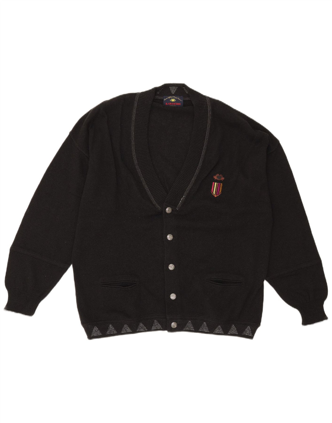 Maglione cardigan da uomo Il Granchio XL Nero geometrico
