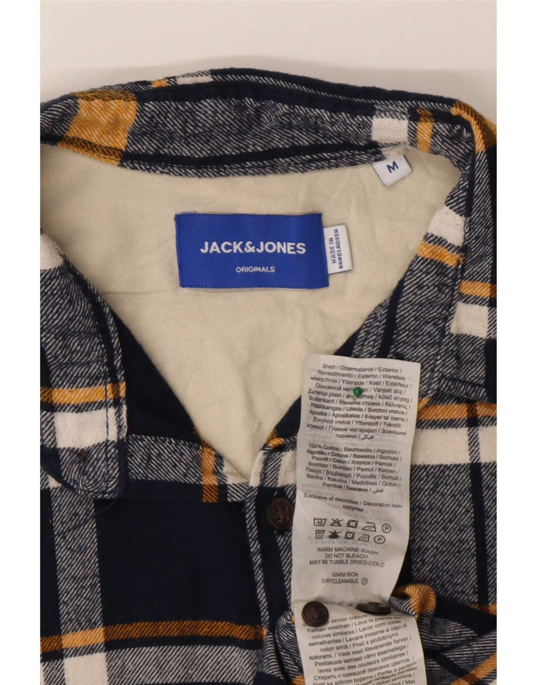 Jack & Jones Camicia da uomo in flanella di cotone a quadri blu navy medio