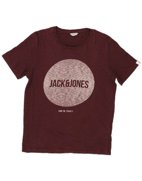 JACK & JONES T-shirt grafica da uomo piccola in cotone bordeaux