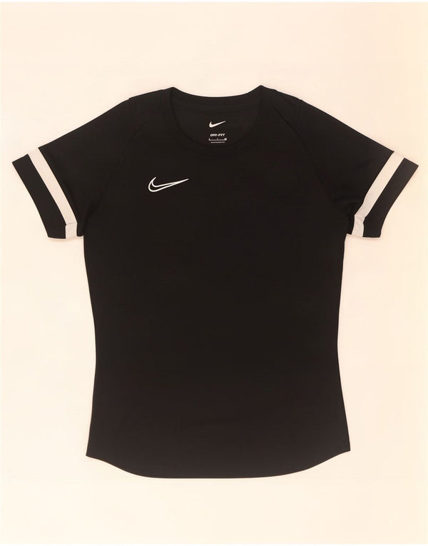 T-shirt Nike Dri Fit da donna Top UK 10 Small Nero Colourblock Poliestere