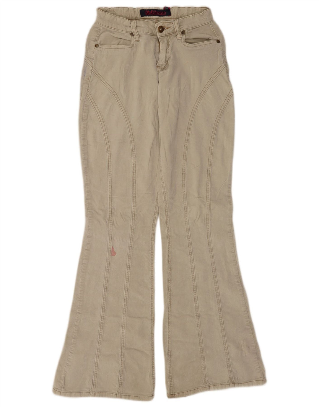 Pantaloni di velluto a coste svasati da donna Fishbone W27 L32 Beige