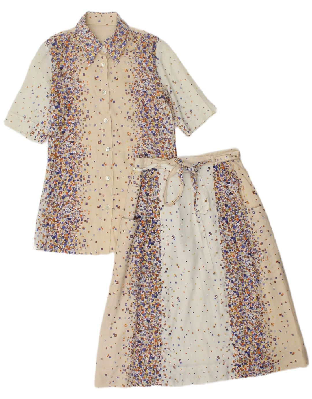 PANCALDI & B Set gonna 2 pezzi da donna UK 4 XS W24 Cotone geometrico beige