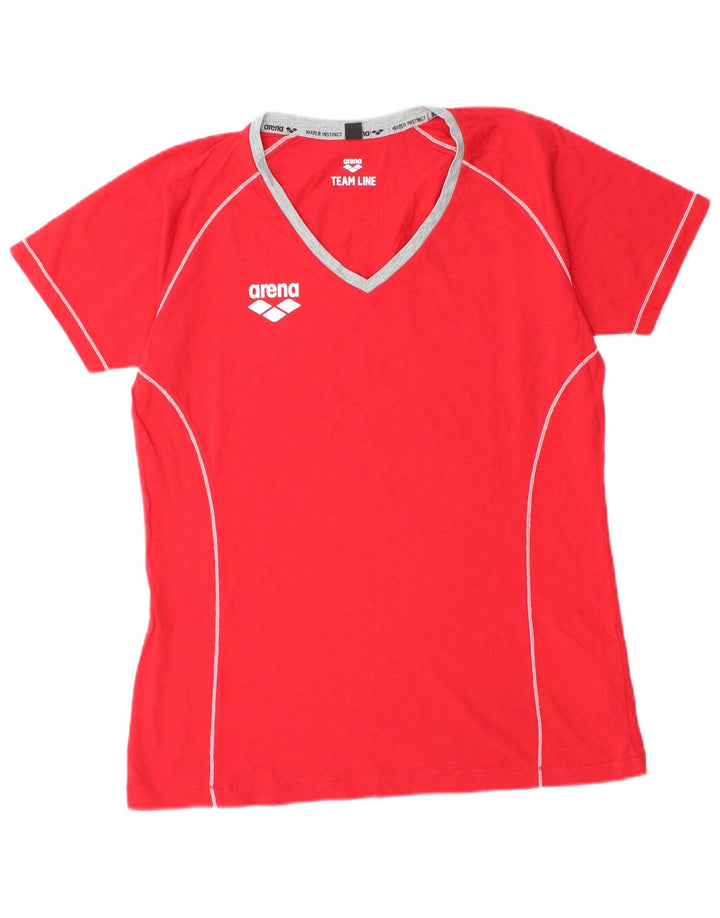 ARENA T-shirt grafica da donna Top UK 14 Medio Rosso Cotone