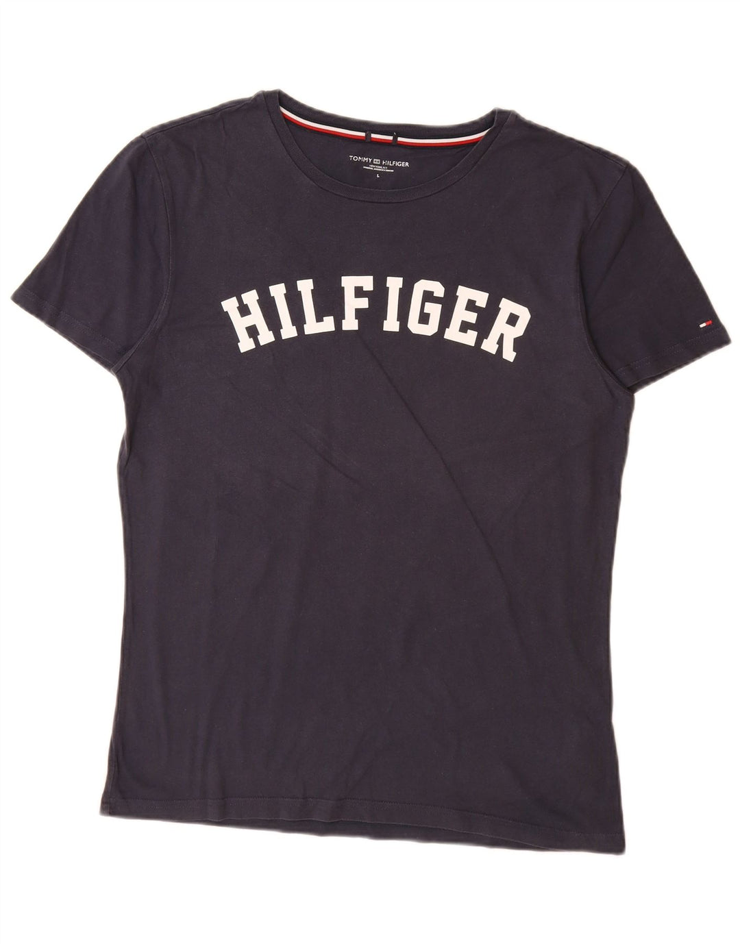 TOMMY HILFIGER T-shirt grafica da uomo Top Large in cotone blu navy