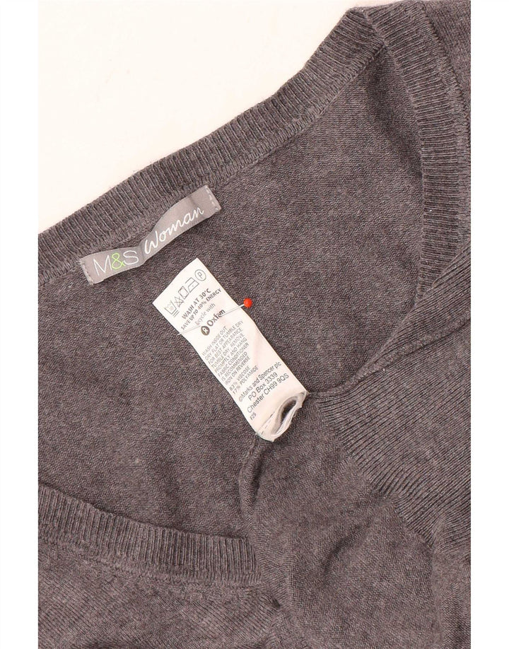 Maglione da donna Marks & Spencer con scollo a V UK 18 XL Viscosa grigia