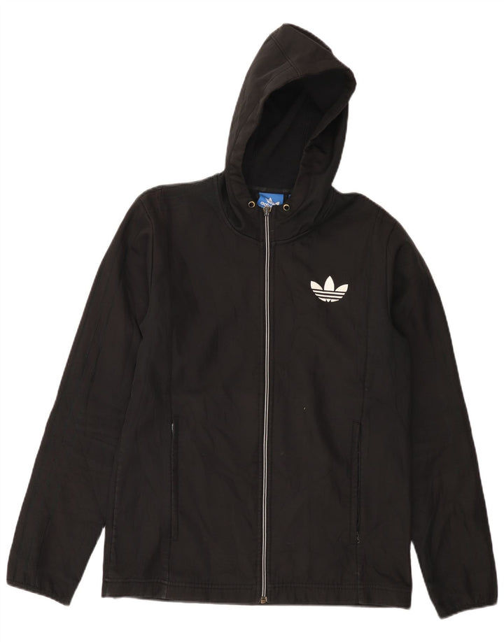 Felpa con cappuccio e zip Adidas da uomo XS in poliestere nero