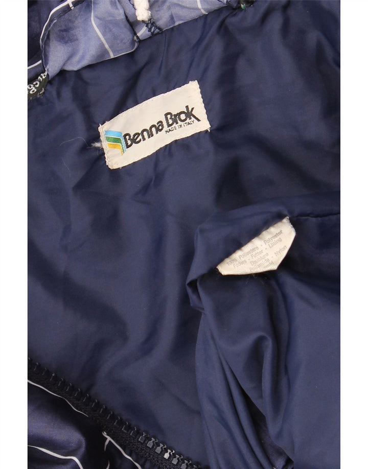 Giubbotto bomber da donna VINTAGE UK 14 grande check blu navy