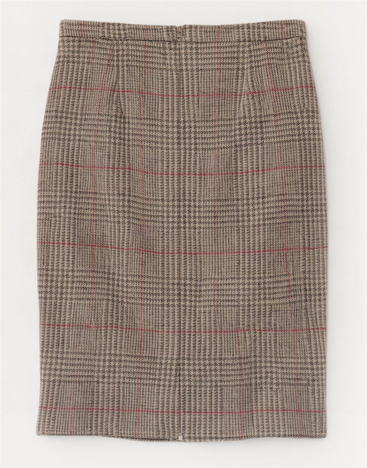 Gonna a tubino da donna pura UK 12 media W30 lana scozzese grigia