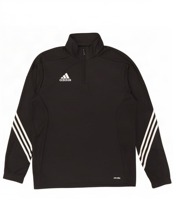 Top della tuta da ginnastica Adidas Climalite con zip e collo da uomo, colore nero medio
