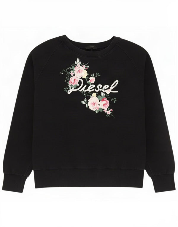 Felpa oversize con grafica da donna Diesel UK 16 grande cotone nero