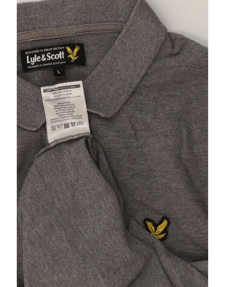 Polo da uomo Lyle & Scott grande in cotone grigio