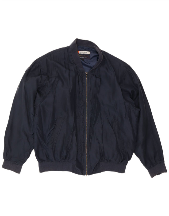 Giubbotto bomber vintage da uomo UK 40 grande seta blu navy