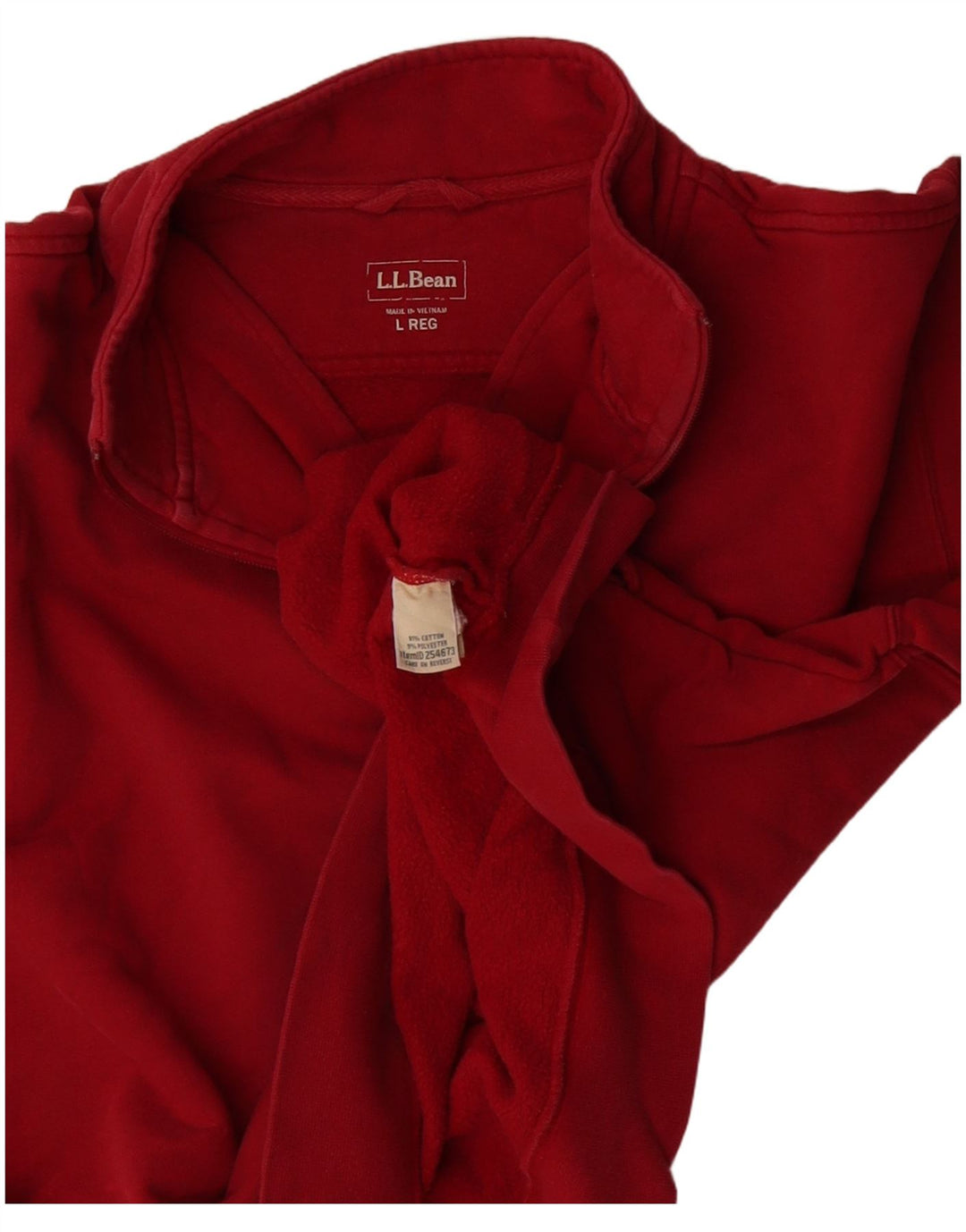 Felpa da uomo con collo con zip L.L.Bean, grande cotone rosso