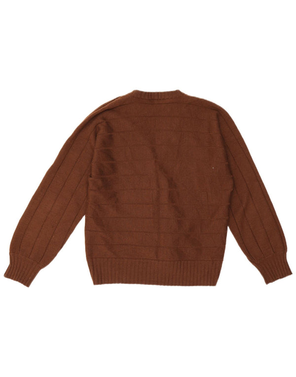 Maglione cardigan da donna Luisa Spagnoli UK 14 Lana a righe marrone medio