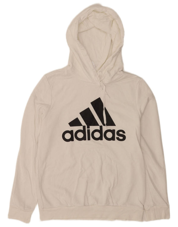 Maglione con cappuccio grafico da donna Adidas UK 8/10 piccolo cotone bianco