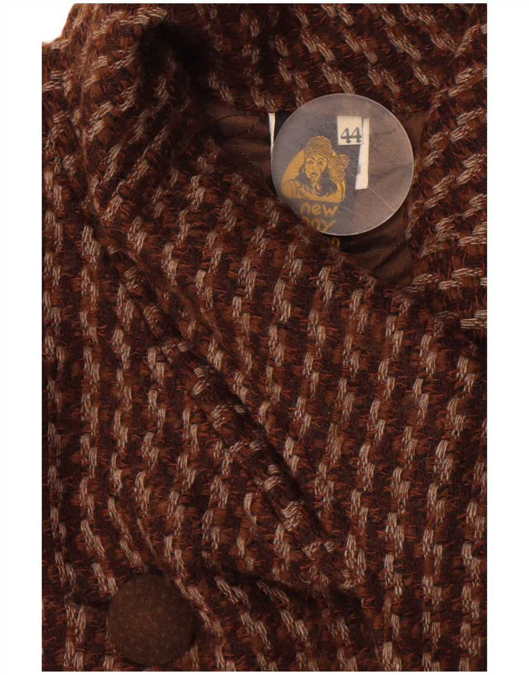 Soprabito vintage da donna IT 44 in lana pied de poule marrone medio