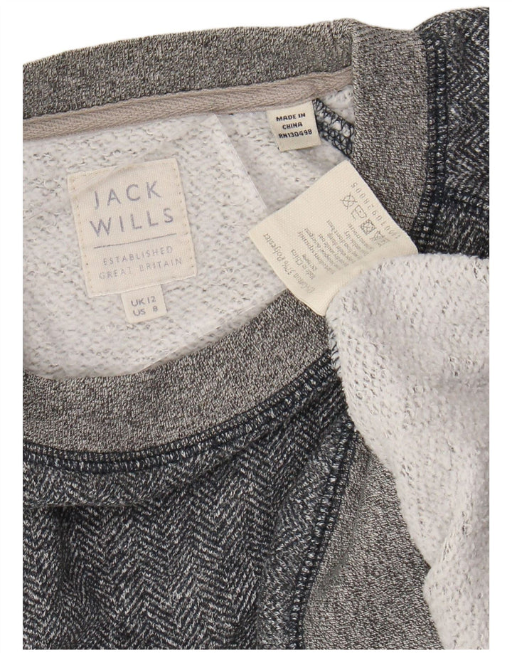 JACK WILLS Felpa corta da donna Maglione UK 12 Medio Blu navy screziato
